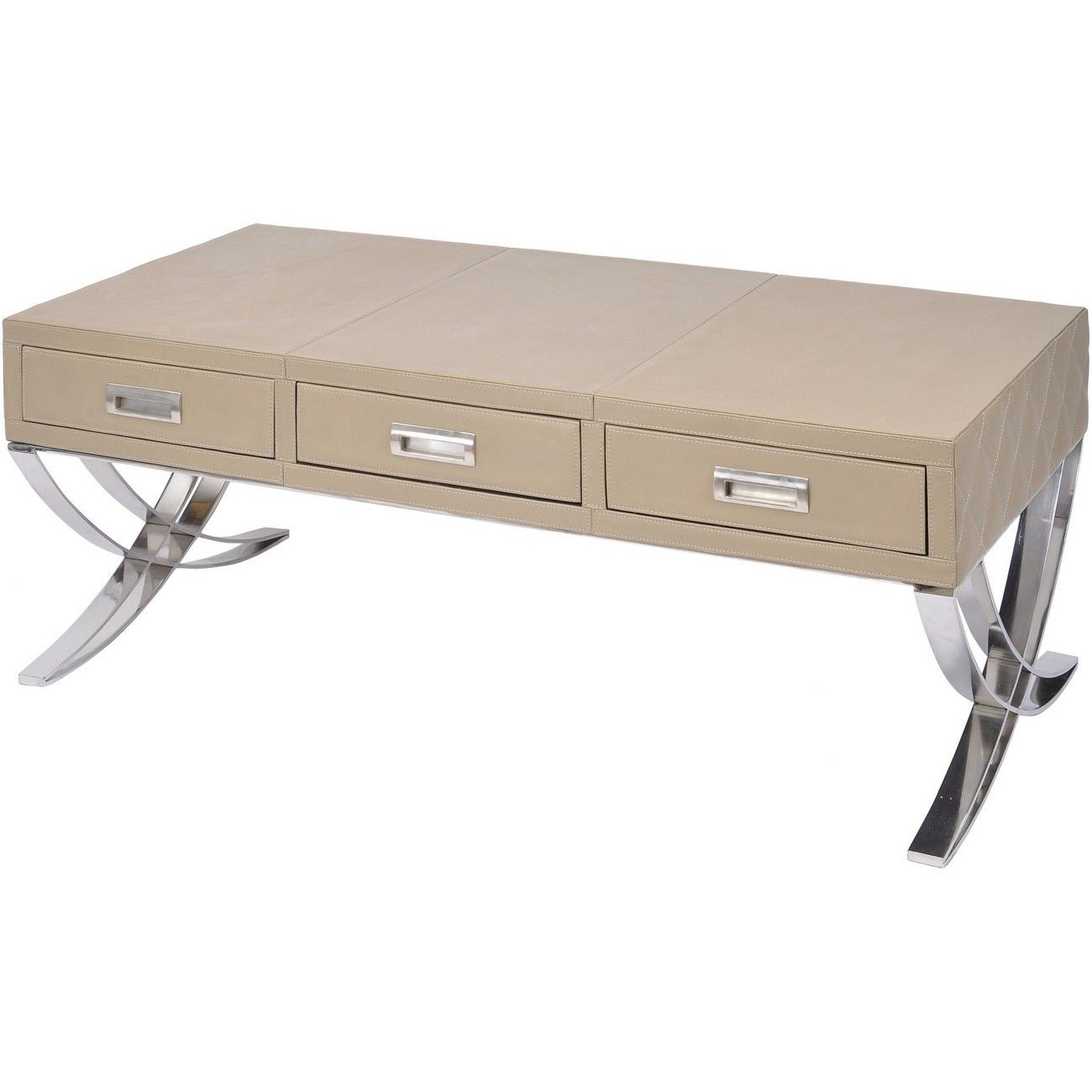 Ecclestone Leather Three Drawer Coffee Table