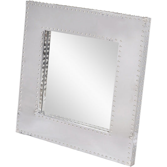 Duke Polished Silver Steel Square Mirror