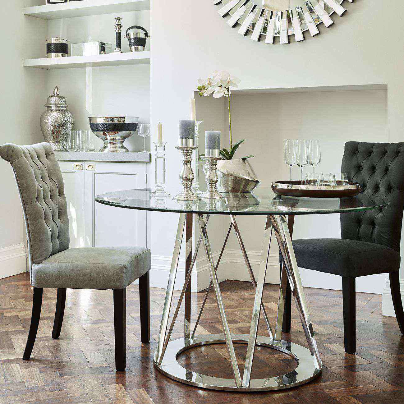 Jansen Dark Grey Buttonback Dining Chair