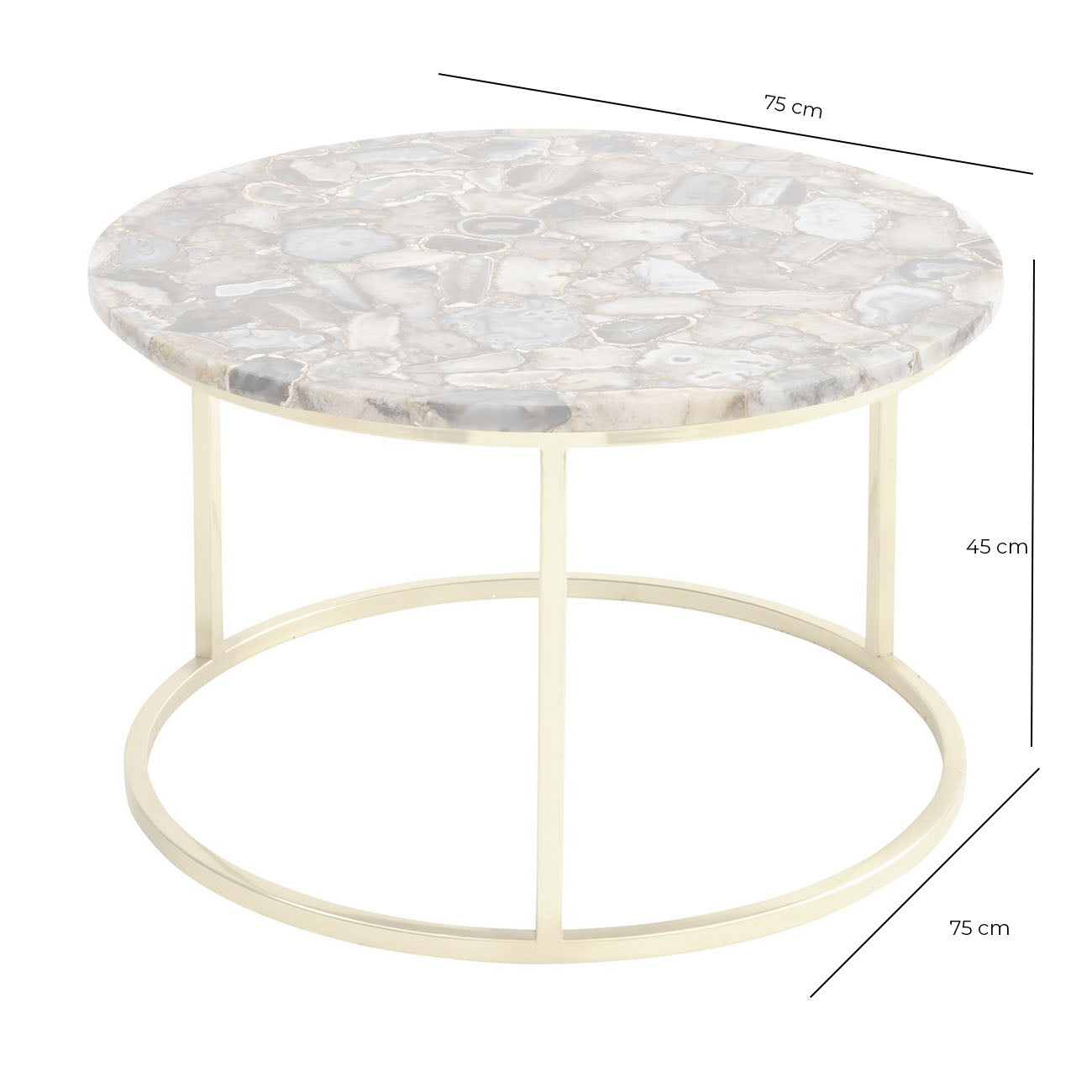 Agate Round Coffee Table on Brass Frame