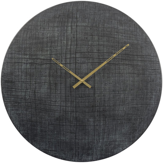 Textured Black And Green Aluminium Wall Clock