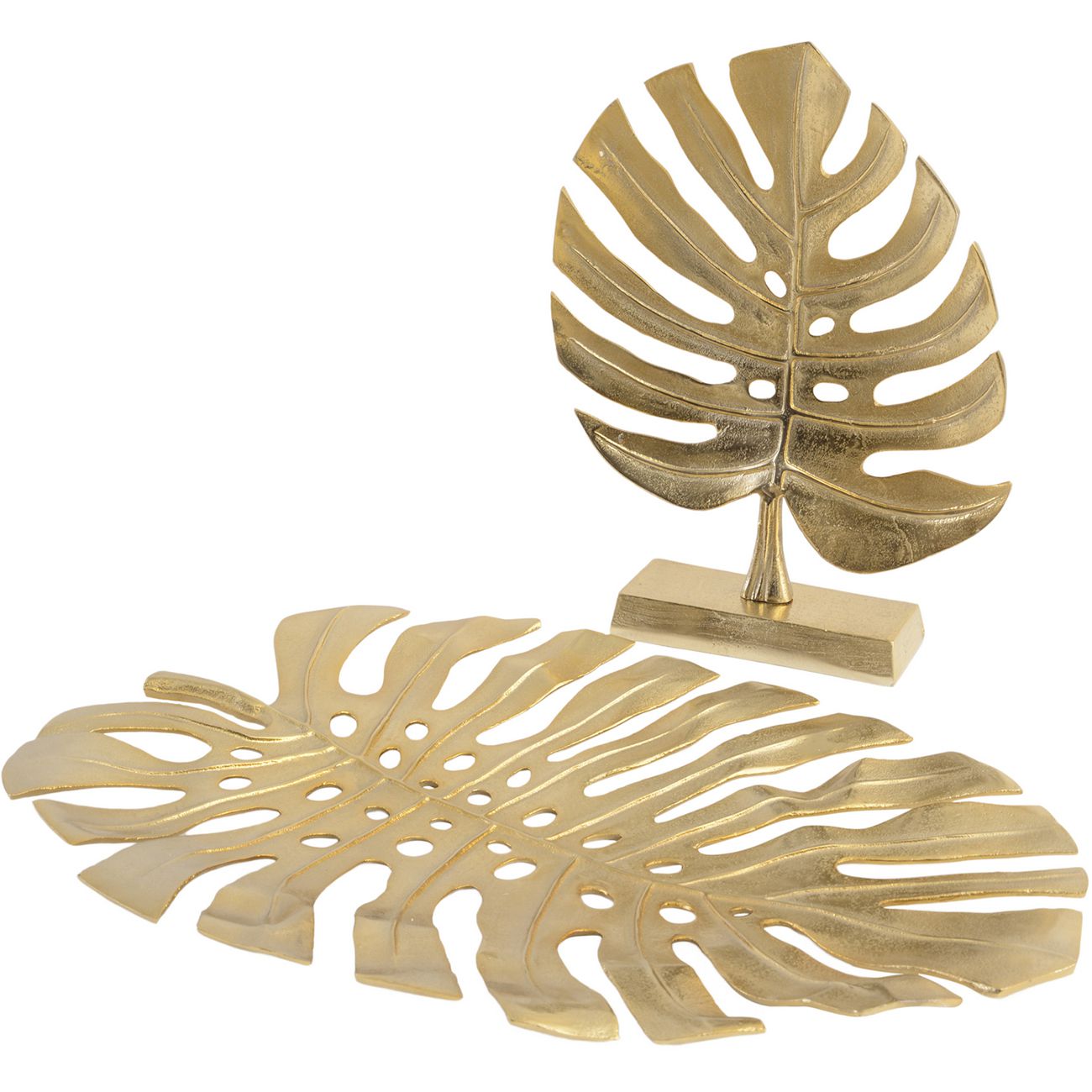 Monstera Leaf Gold Aluminium Platter