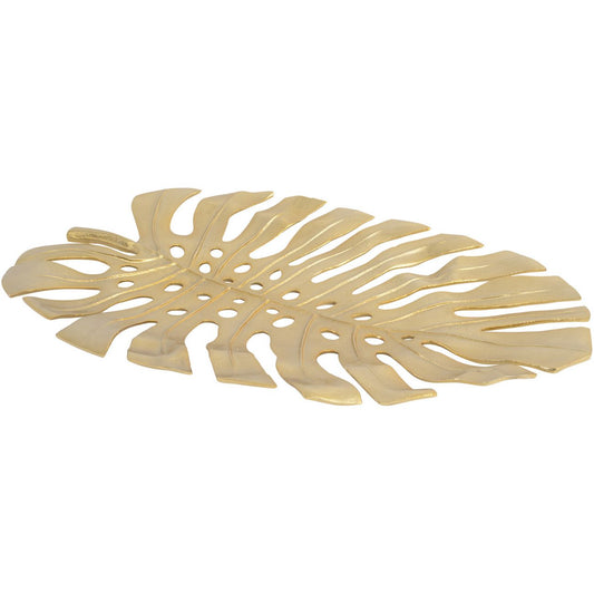 Monstera Leaf Gold Aluminium Platter