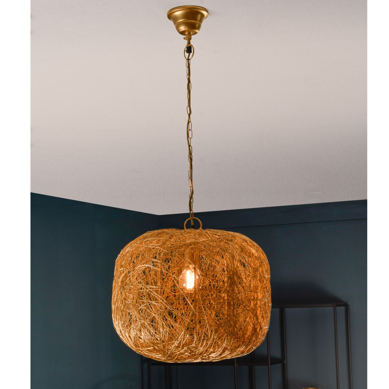 Tova Gold Woven Wire Wide Pendant E27 40W 1