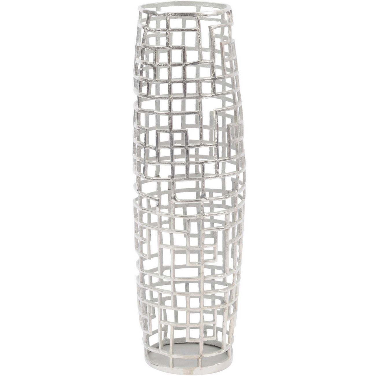 Timor Silver Grid Small Barrel Vase