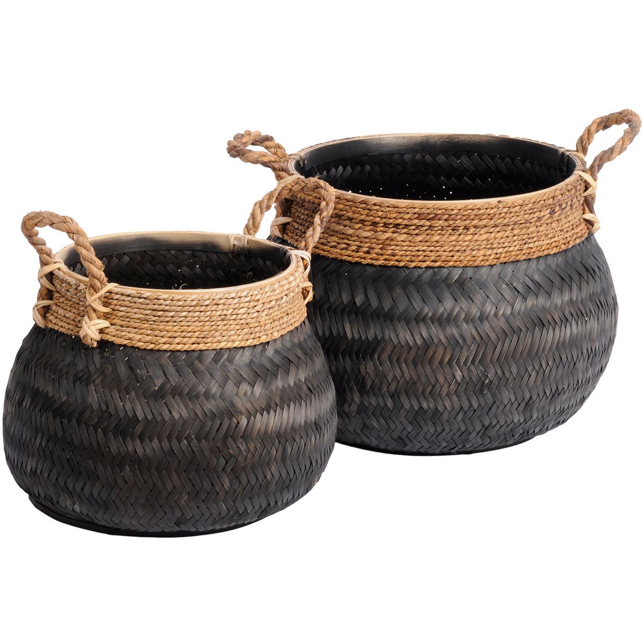 Matano Black Bamboo Basket 46x35cm