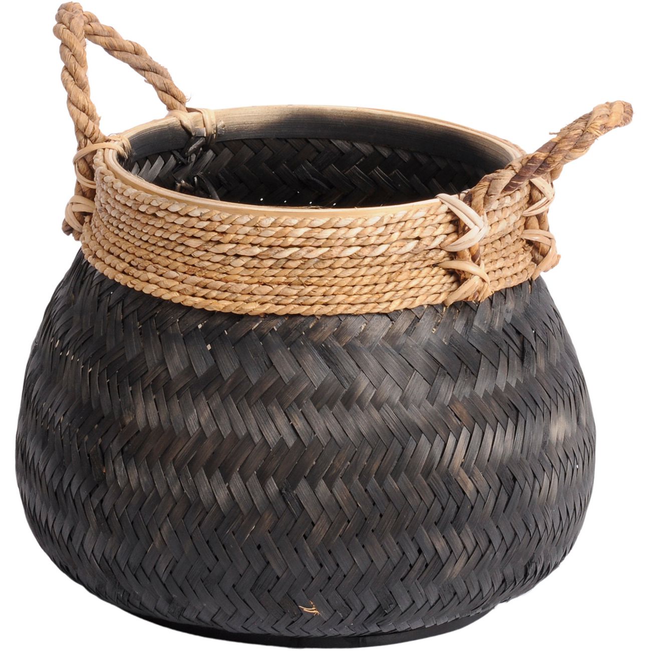 Matano Black Bamboo Basket 46x35cm