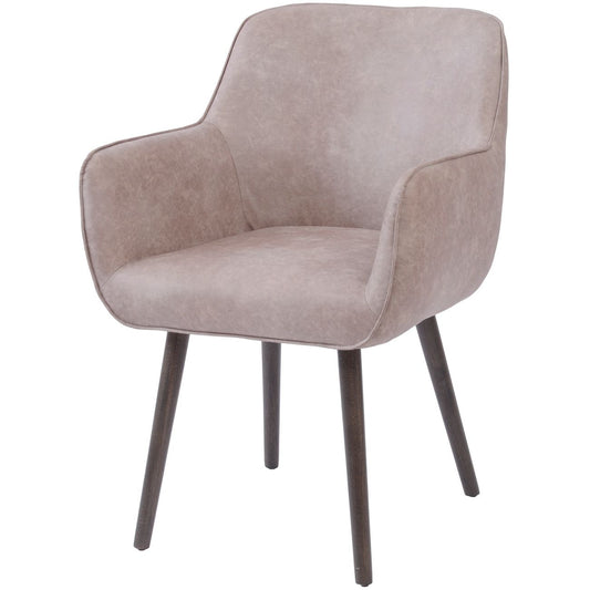 Grey Leather Look Retro Dining Chair with Arms