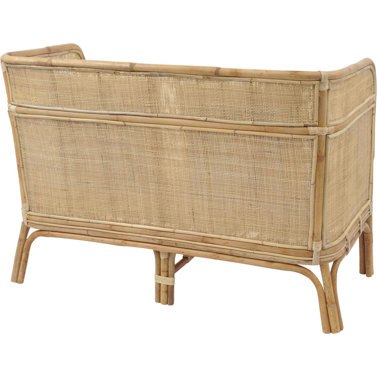 Toba Natural Rattan Bench with High Wrap Round Back