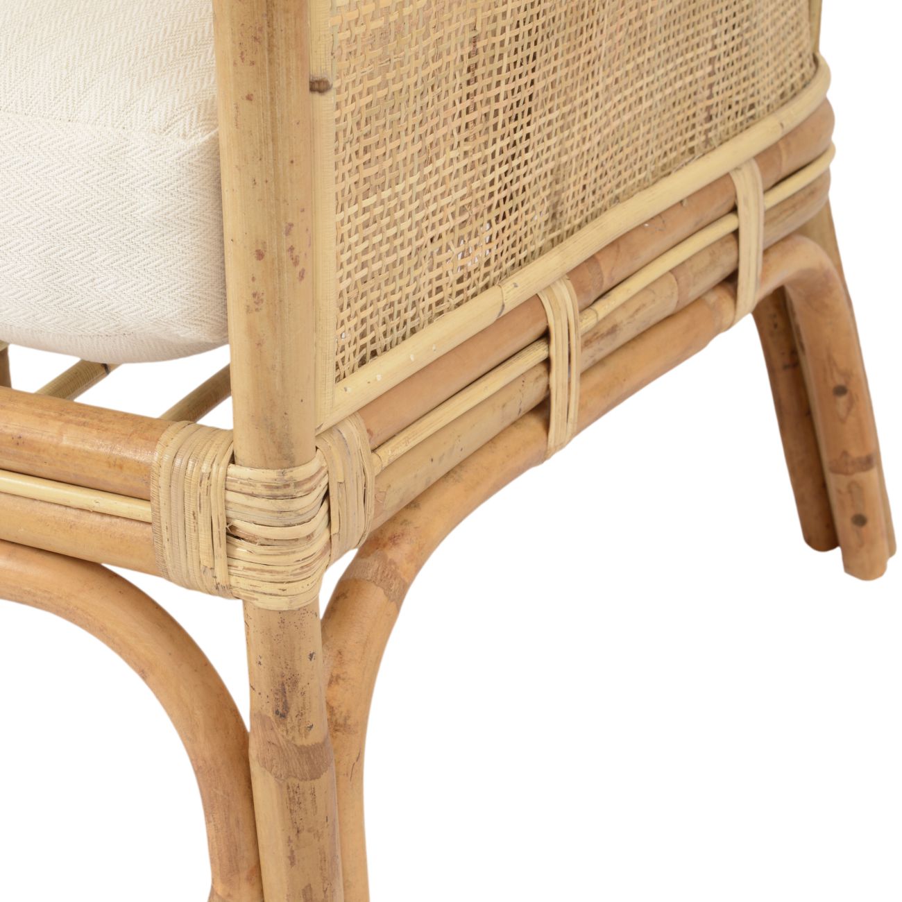 Toba Natural Rattan Bench with High Wrap Round Back