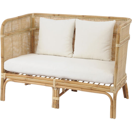 Toba Natural Rattan Bench with High Wrap Round Back