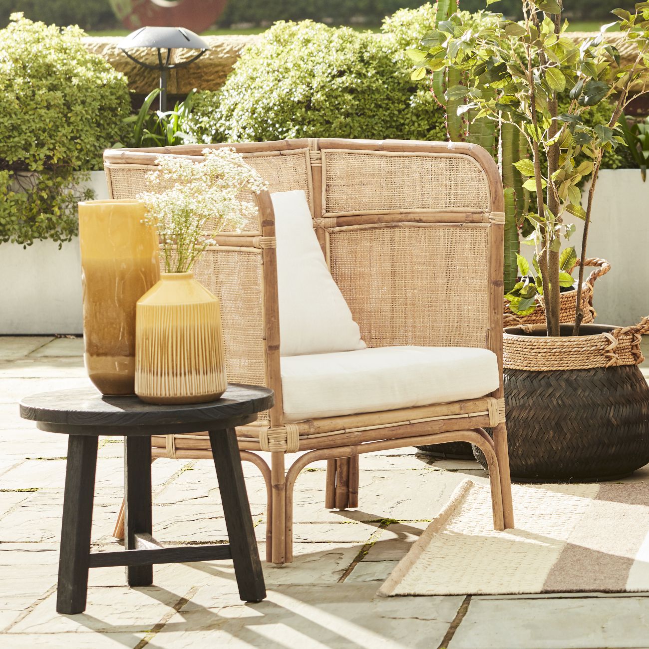 Toba Natural Rattan Occasional Chair with High Wrap Round Back