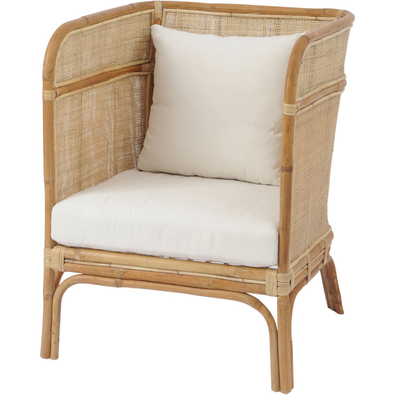 Toba Natural Rattan Occasional Chair with High Wrap Round Back