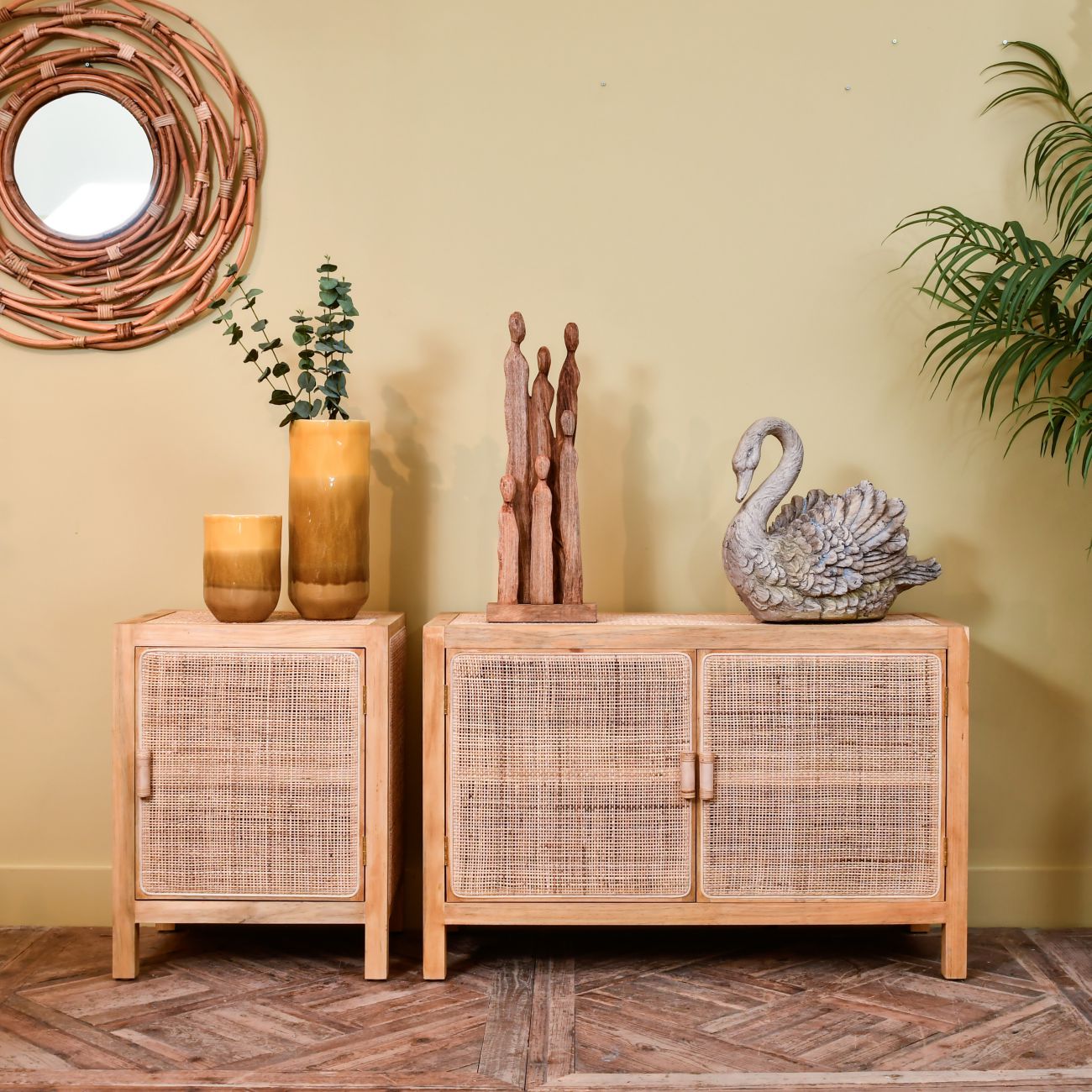 Toba Natural Rattan and Cane Two Door Cabinet