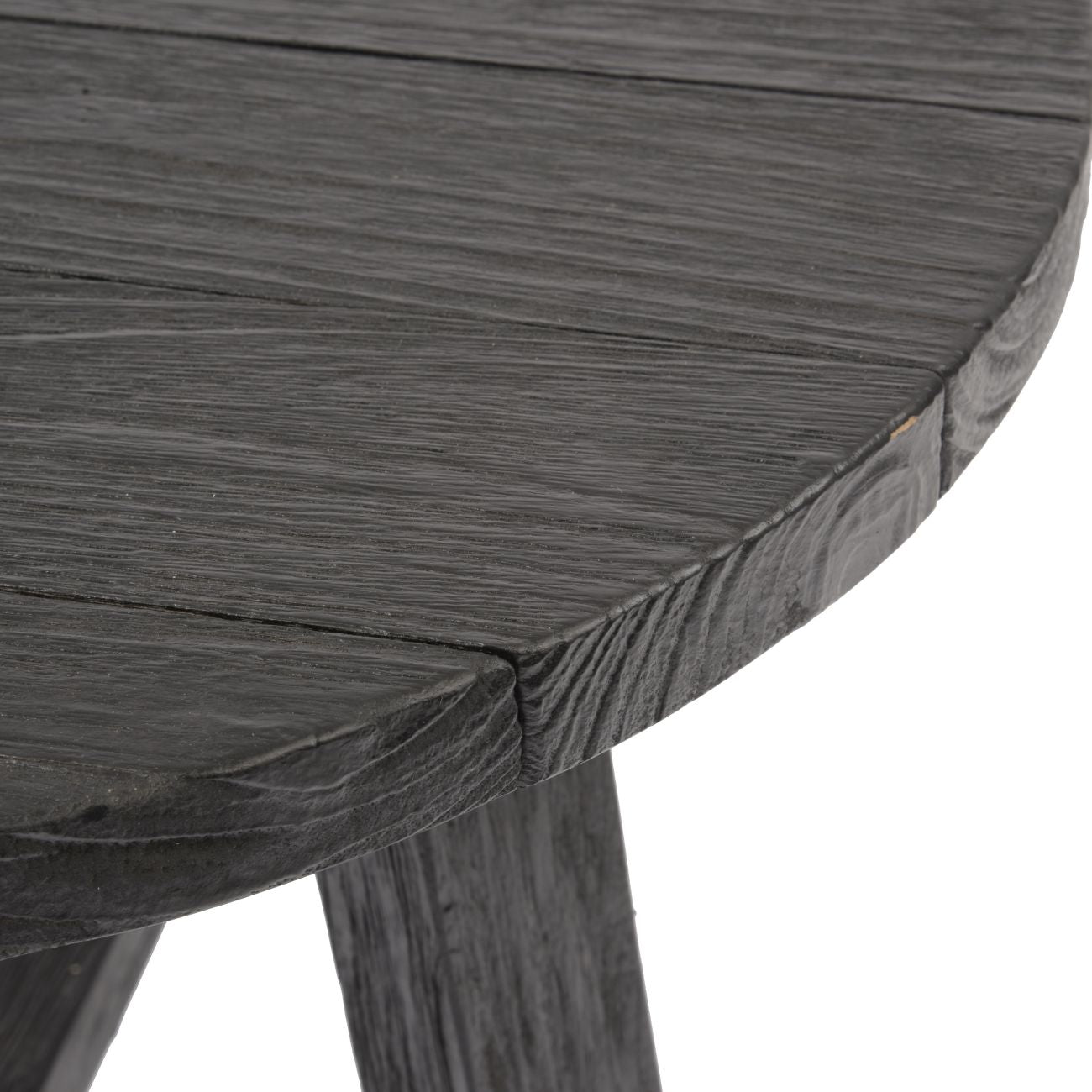 Teak Black Stool with Lacquered Finish