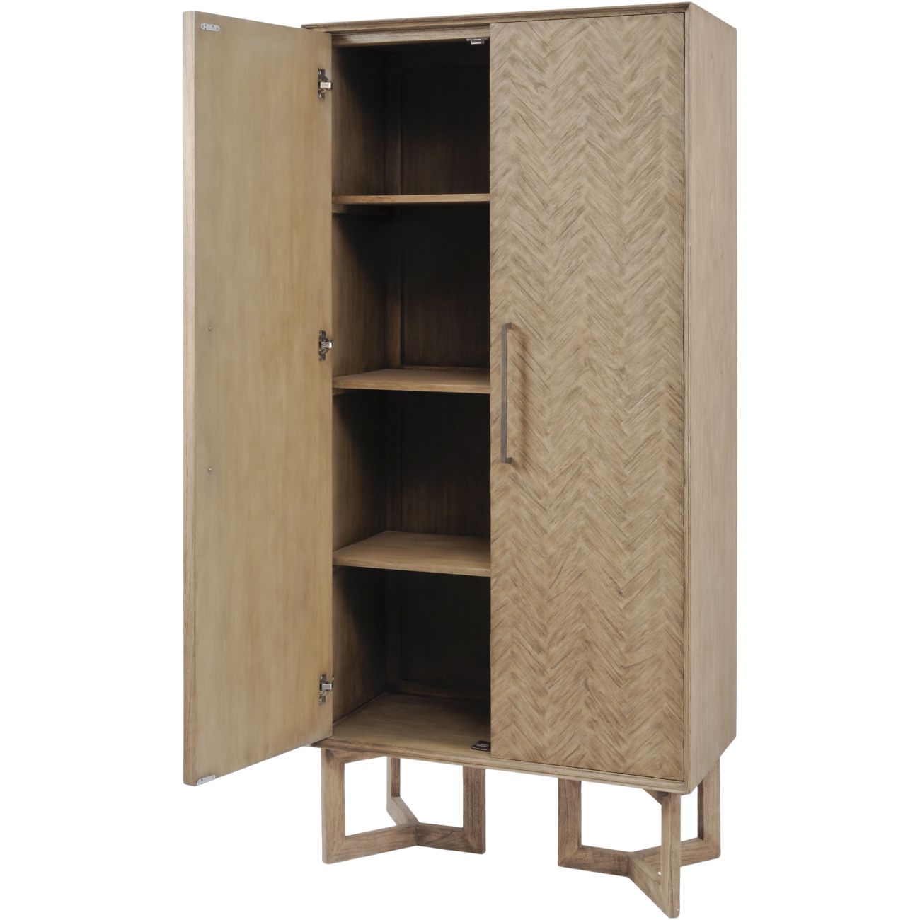 Dowell Tall Two Door Mindi Wood Cabinet With Parquety Design