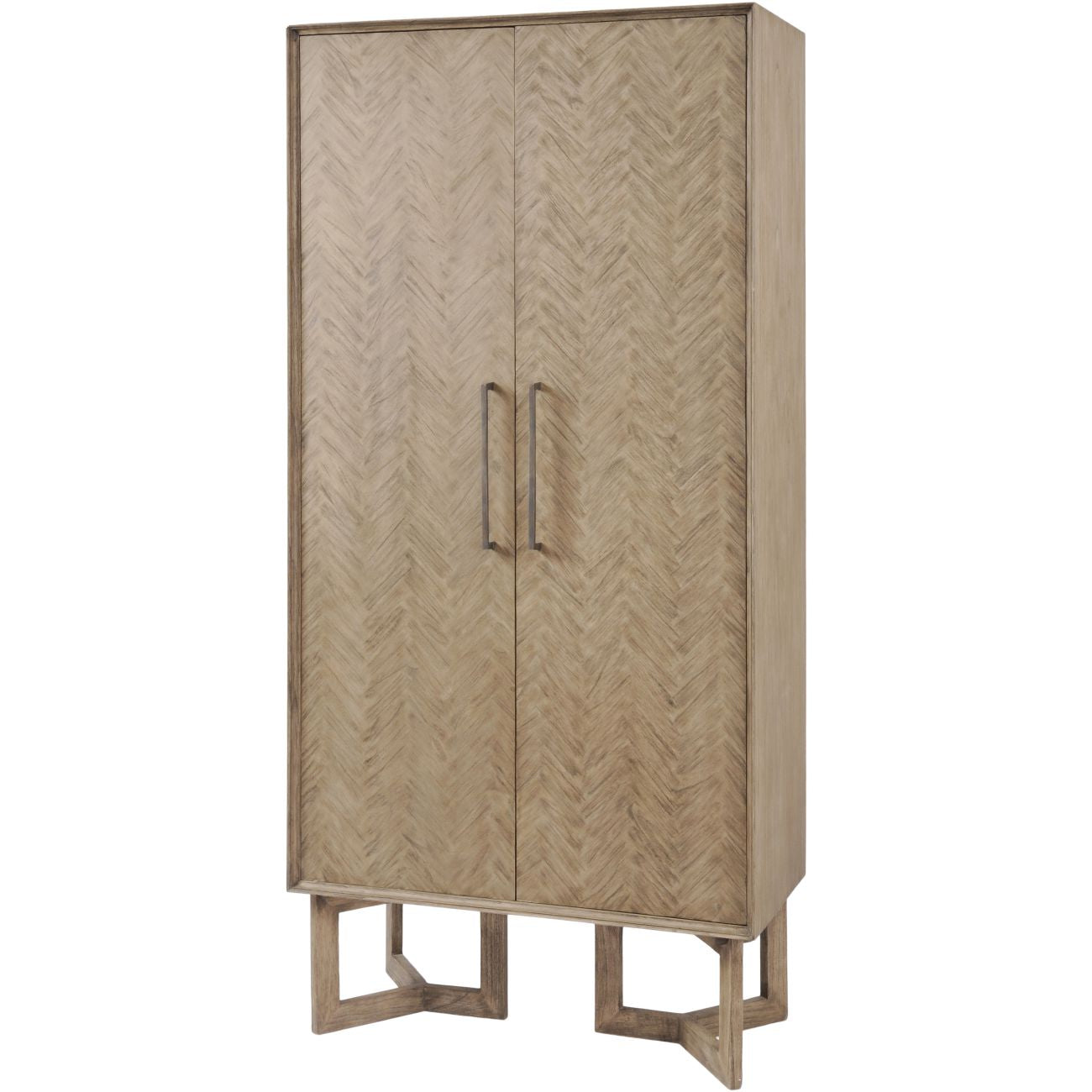 Dowell Tall Two Door Mindi Wood Cabinet With Parquety Design