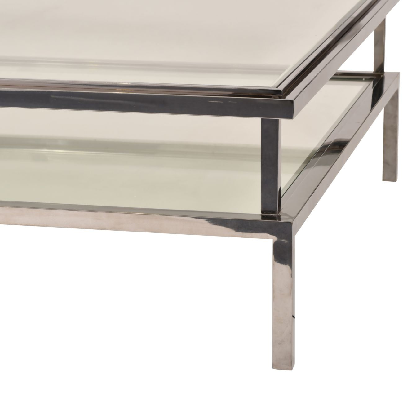 Belgravia Stainless Steel and Glass Square Coffee Table 120x120x42cm