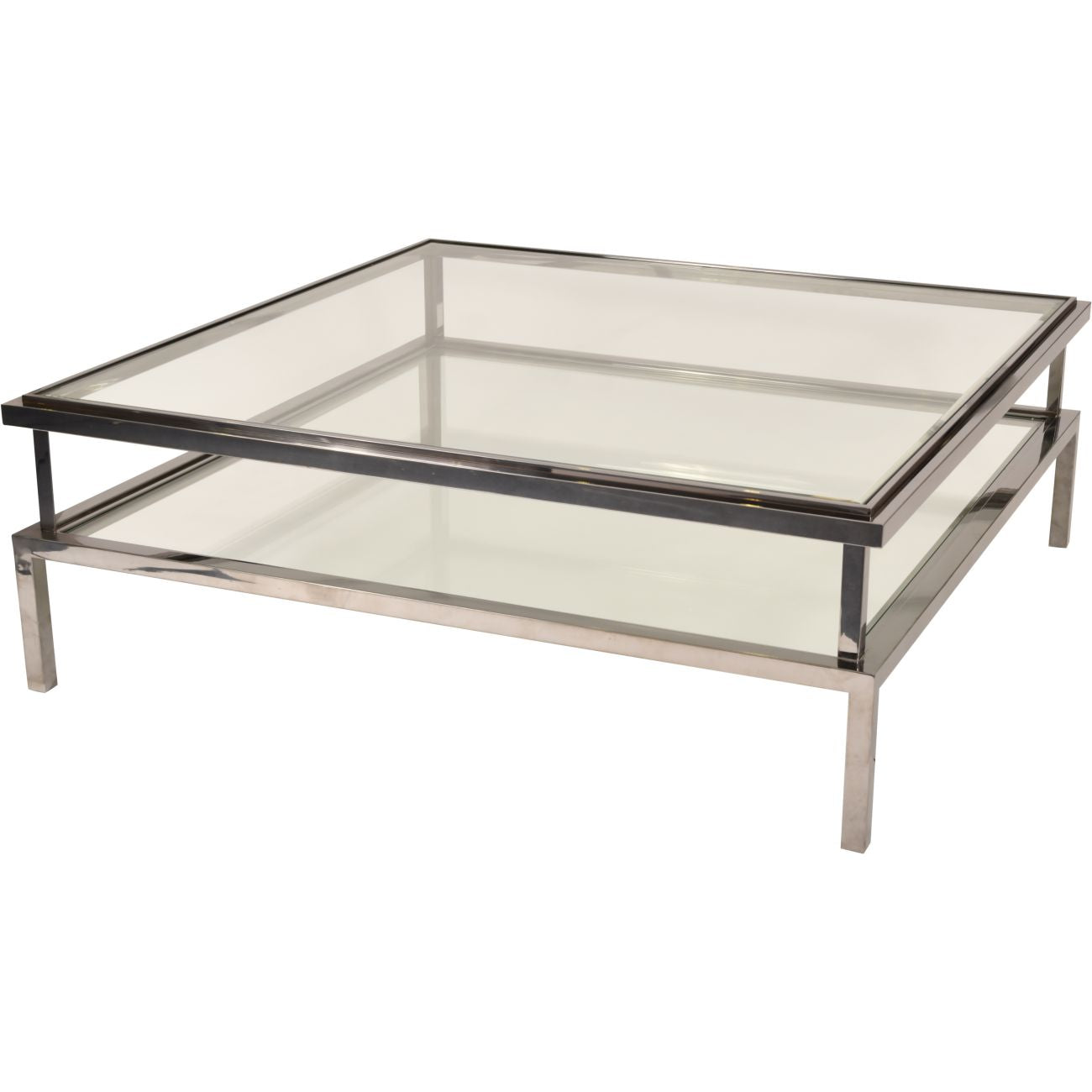 Belgravia Stainless Steel and Glass Square Coffee Table 120x120x42cm