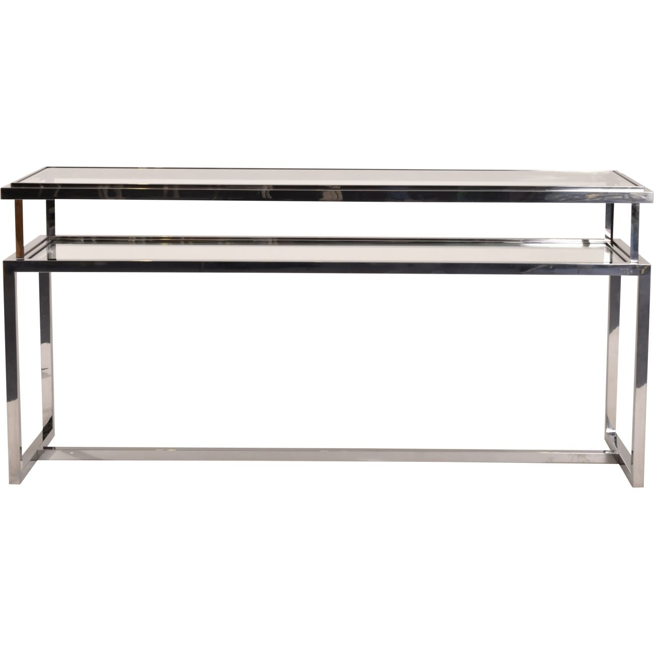 Belgravia Stainless Steel and Glass Console Table 160x45x76cm