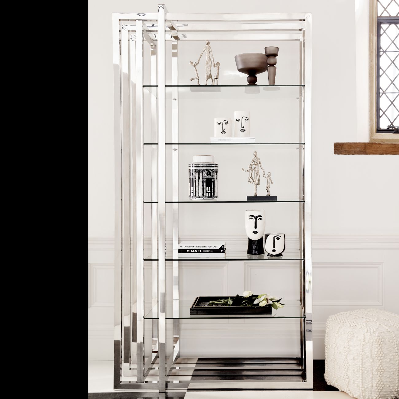 Belgravia Steel and Glass Display Unit 120x60x230cm