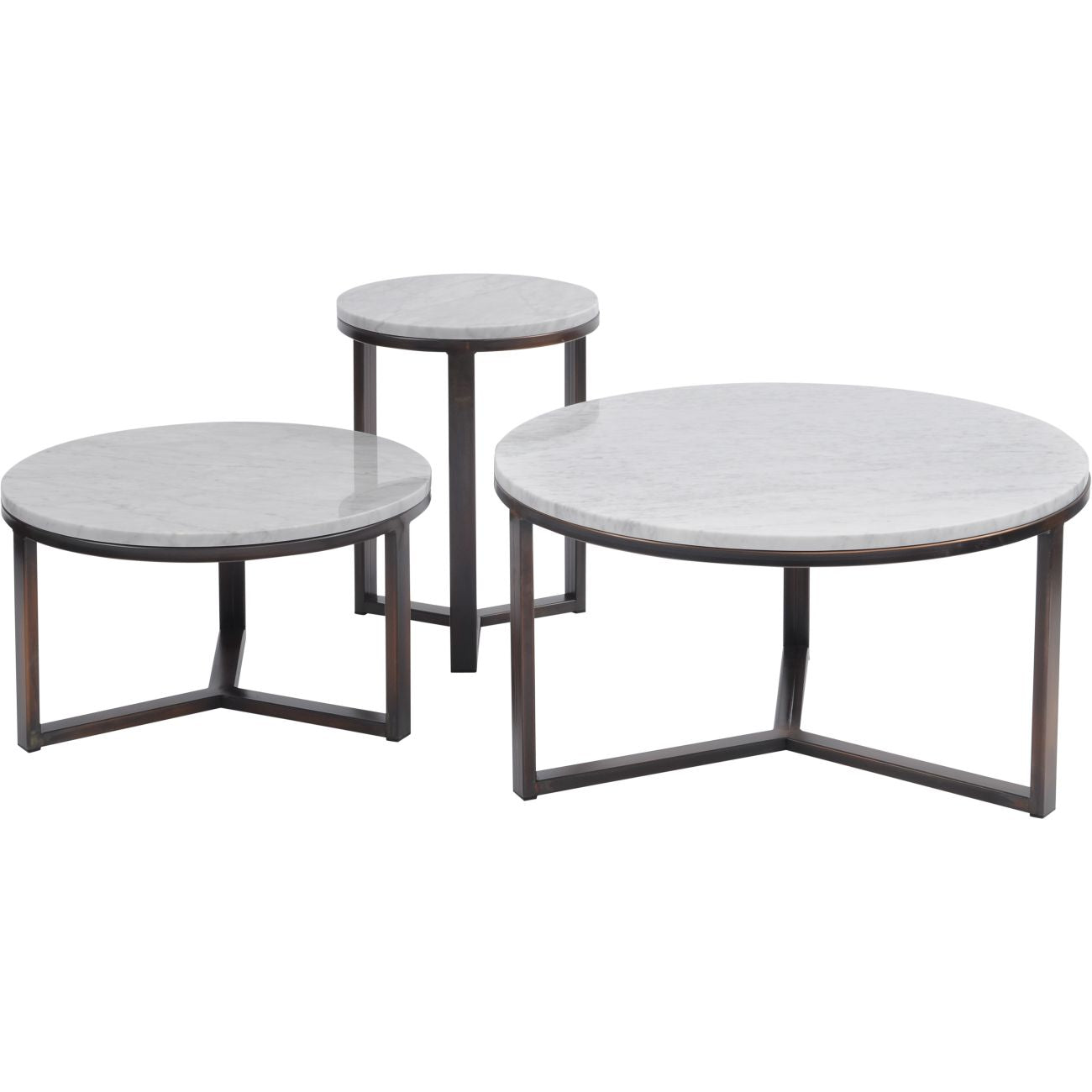 Fitzroy Pale Grey Carrara Marble and Bronze Coffee Table, Small