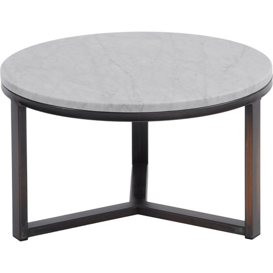 Fitzroy Pale Grey Carrara Marble and Bronze Coffee Table, Small