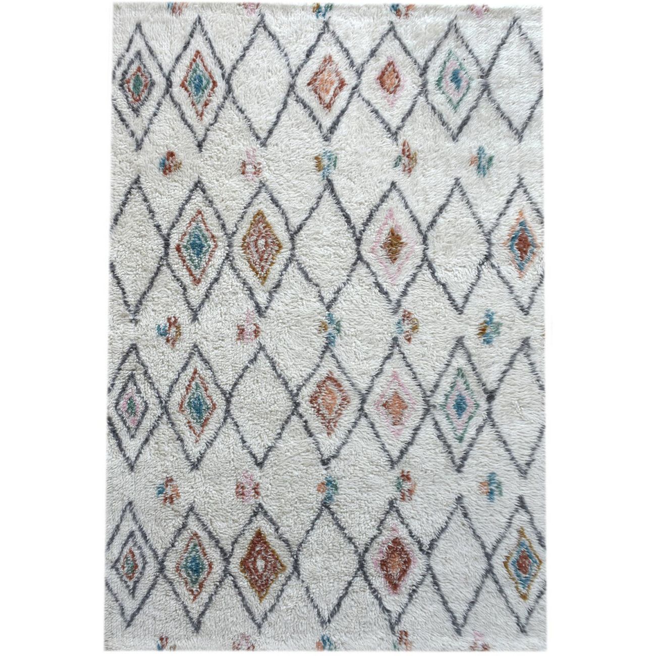 Anrath Table Tufted Ivory & Multi Colour Pattern 160x230cm Wool Rug
