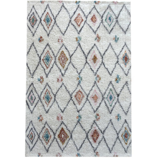 Anrath Table Tufted Ivory & Multi Colour Pattern 160x230cm Wool Rug
