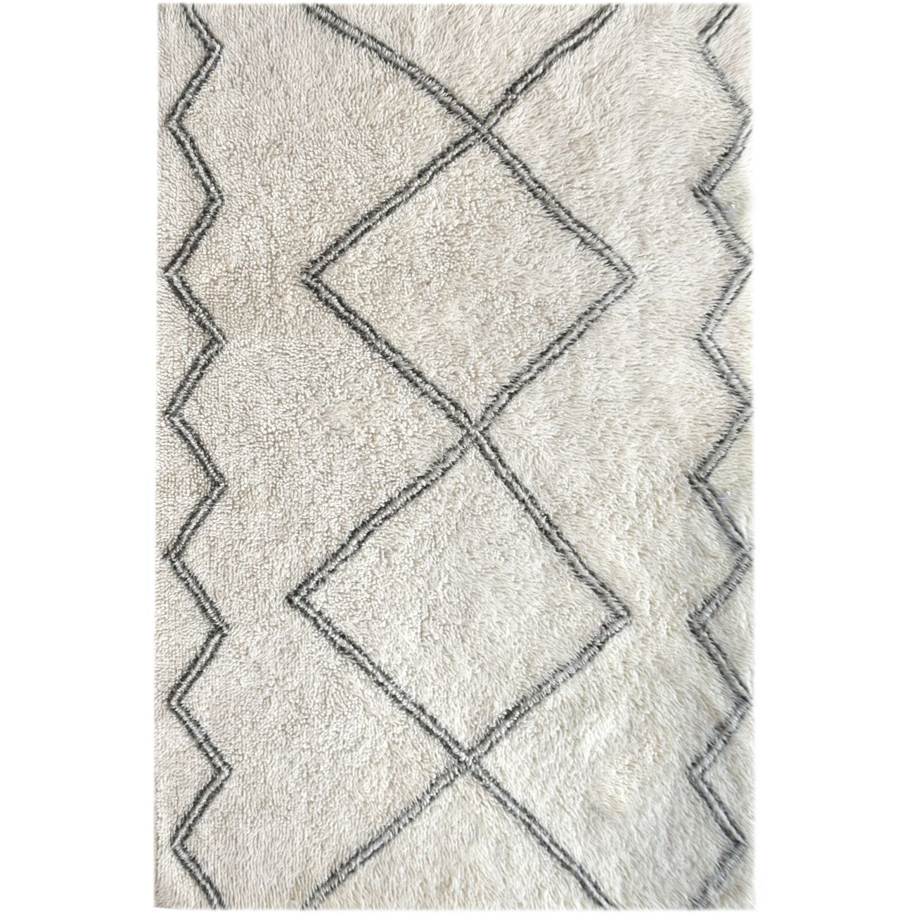 Arbil Table Tufted Ivory & Grey Pattern 160x230cm Wool Rug