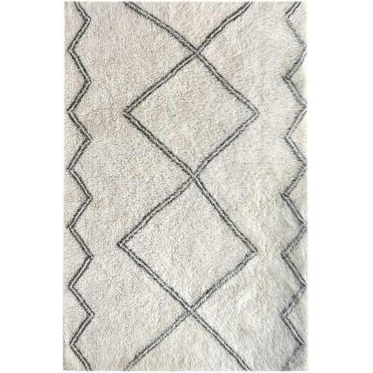 Arbil Table Tufted Ivory & Grey Pattern 160x230cm Wool Rug