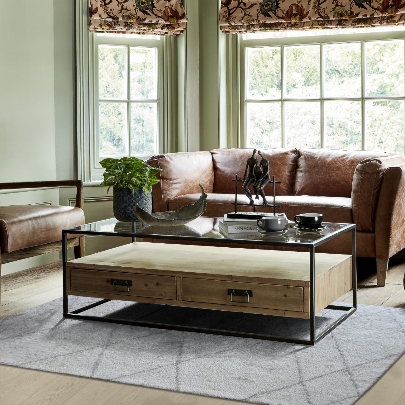 Aspres Table Tufted Ivory & Grey Pattern 160x230cm Wool Rug