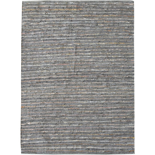 Ayana Hand Woven Pit Loom Grey Pattern 160x230cm Leather Rug