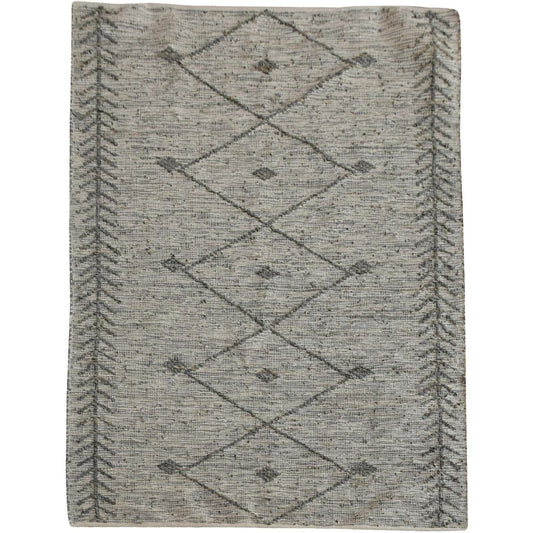 Leonie Hand Woven Pit Loom Taupe Pattern 160x230cm Leather Rug