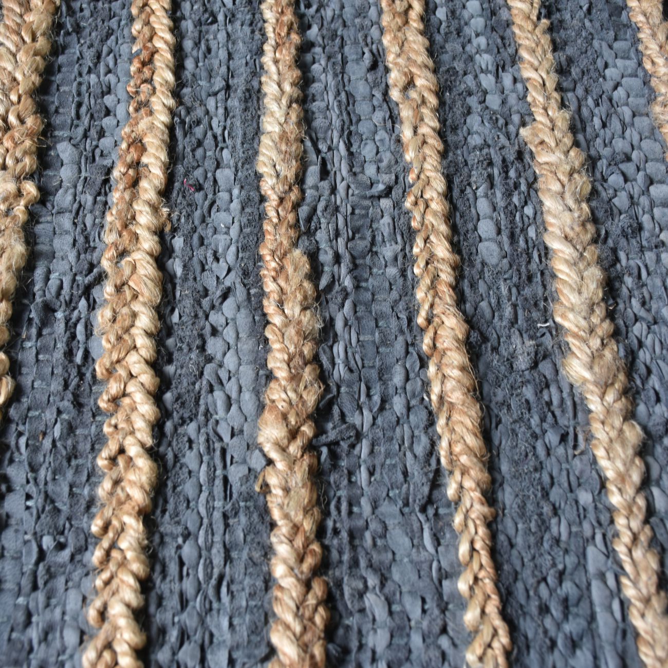 Estella Hand Woven Pit Loom Dark Grey 160x230cm Hemp Rug