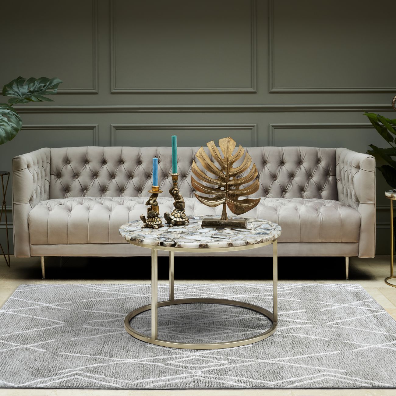 Caylus Table Tufted Silver & Ivory Pattern 160x230cm Viscose Cotton Rug