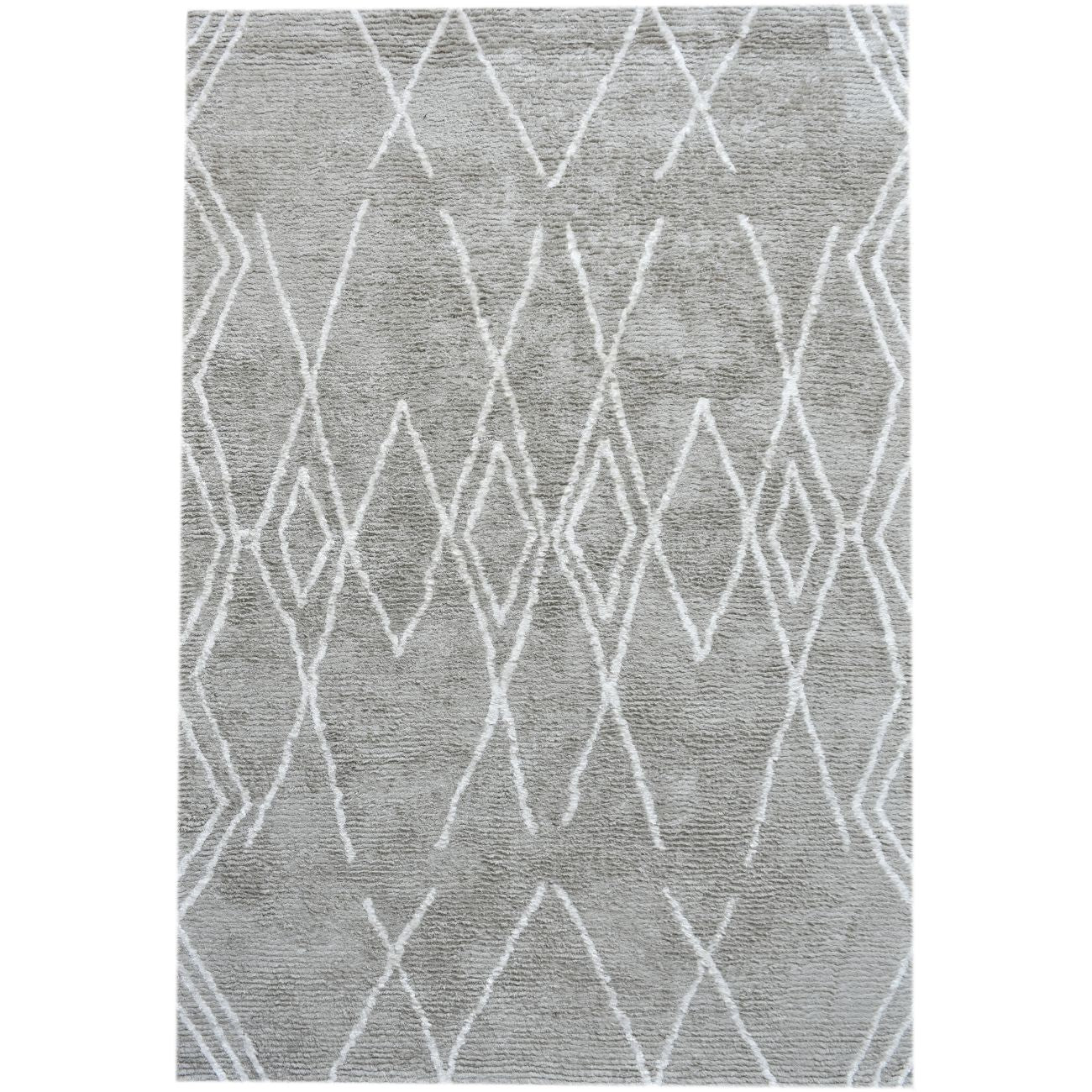 Caylus Table Tufted Silver & Ivory Pattern 160x230cm Viscose Cotton Rug