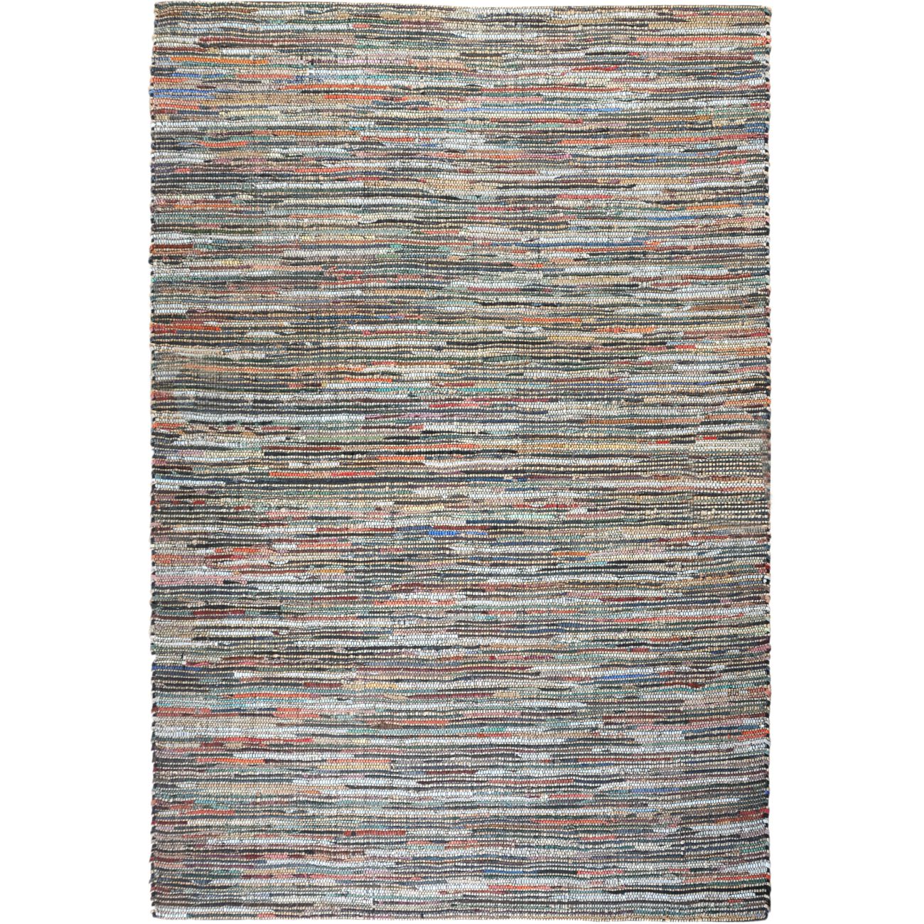 Spica Hand Woven Pit Loom Ivory & Multi Colour 160x230cm Recycled Leather Rug