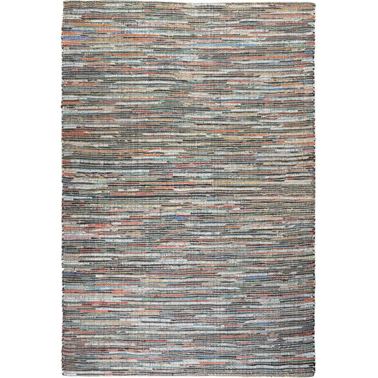Spica Hand Woven Pit Loom Ivory & Multi Colour 160x230cm Recycled Leather Rug