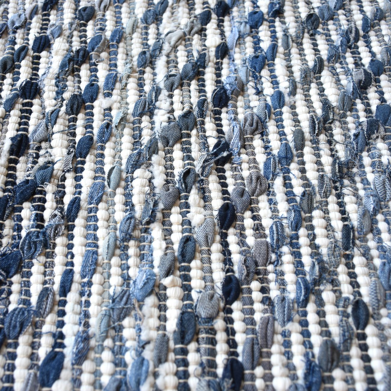 Rodos Hand Woven Pit Loom Blue & Ivory 160x230cm Denim Rug