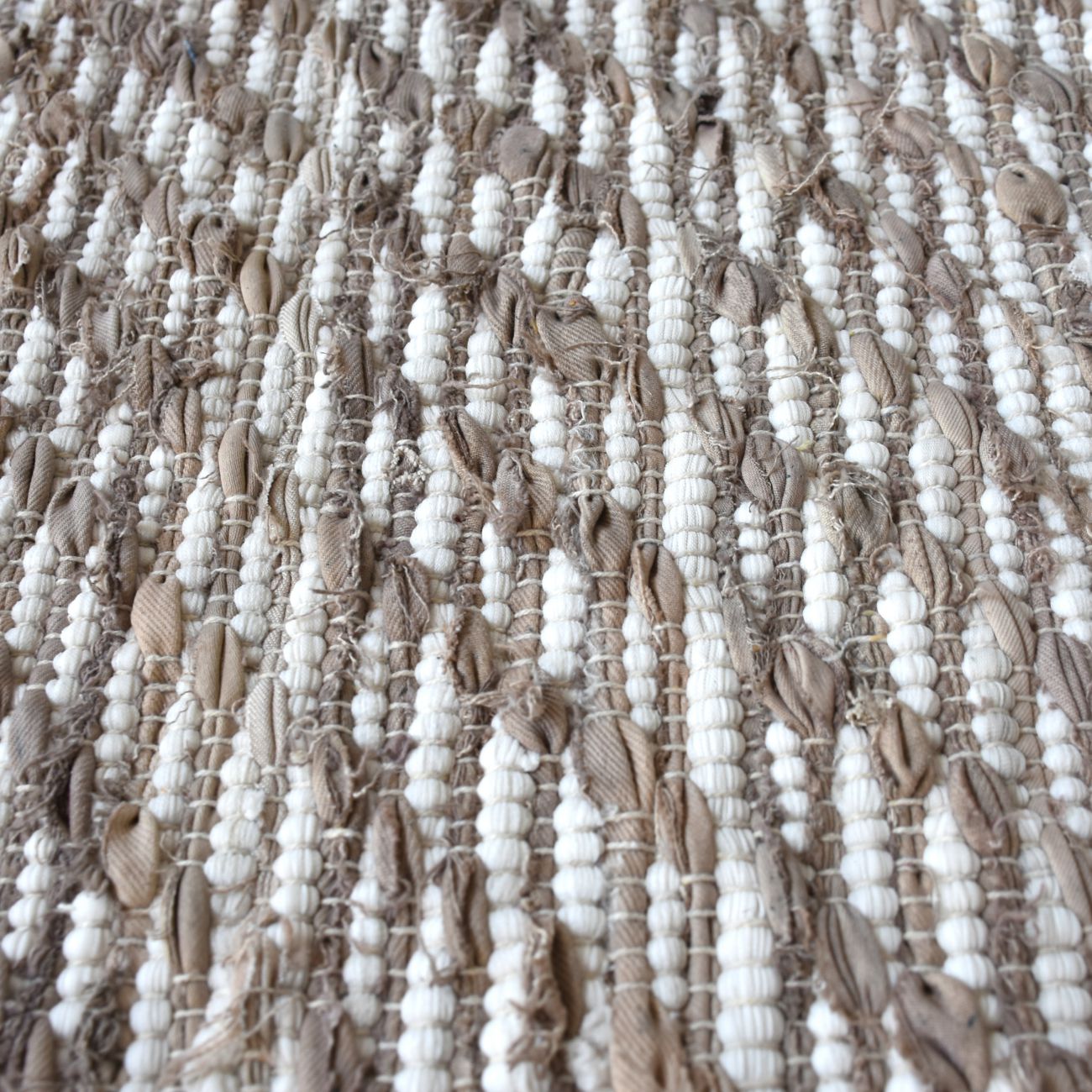 Rodos Hand Woven Pit Loom Beige & Ivory 160x230cm Denim Rug