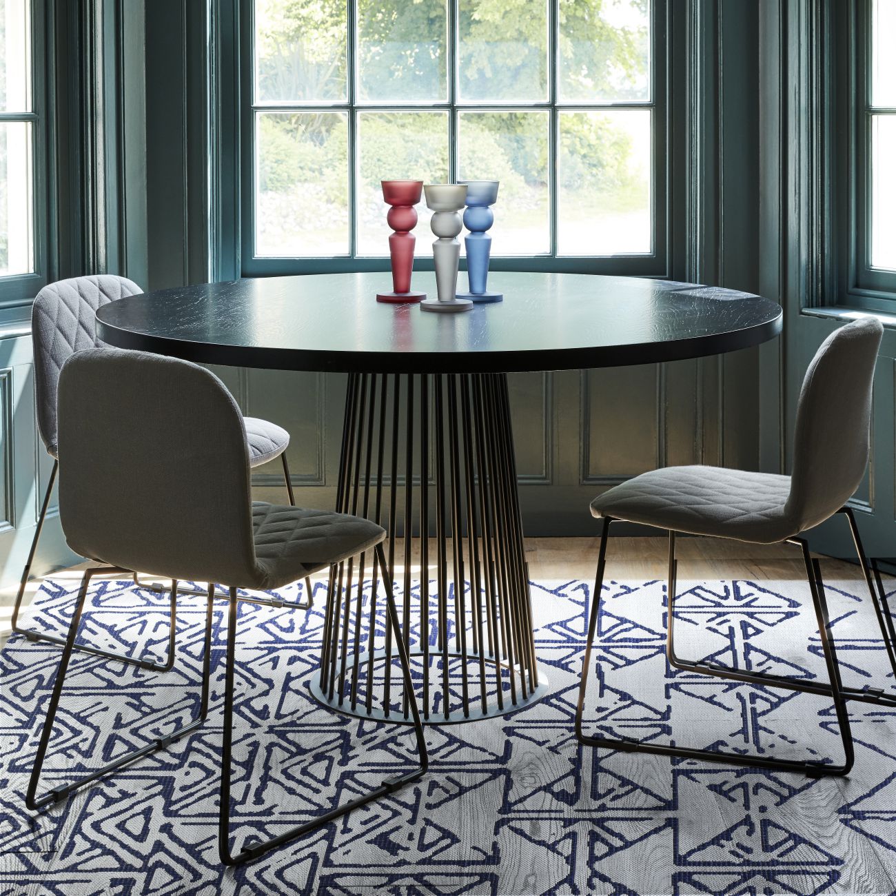 Calvi Made in Turkey Ivory & Blue Pattern 160x230cm Polypropylene Rug