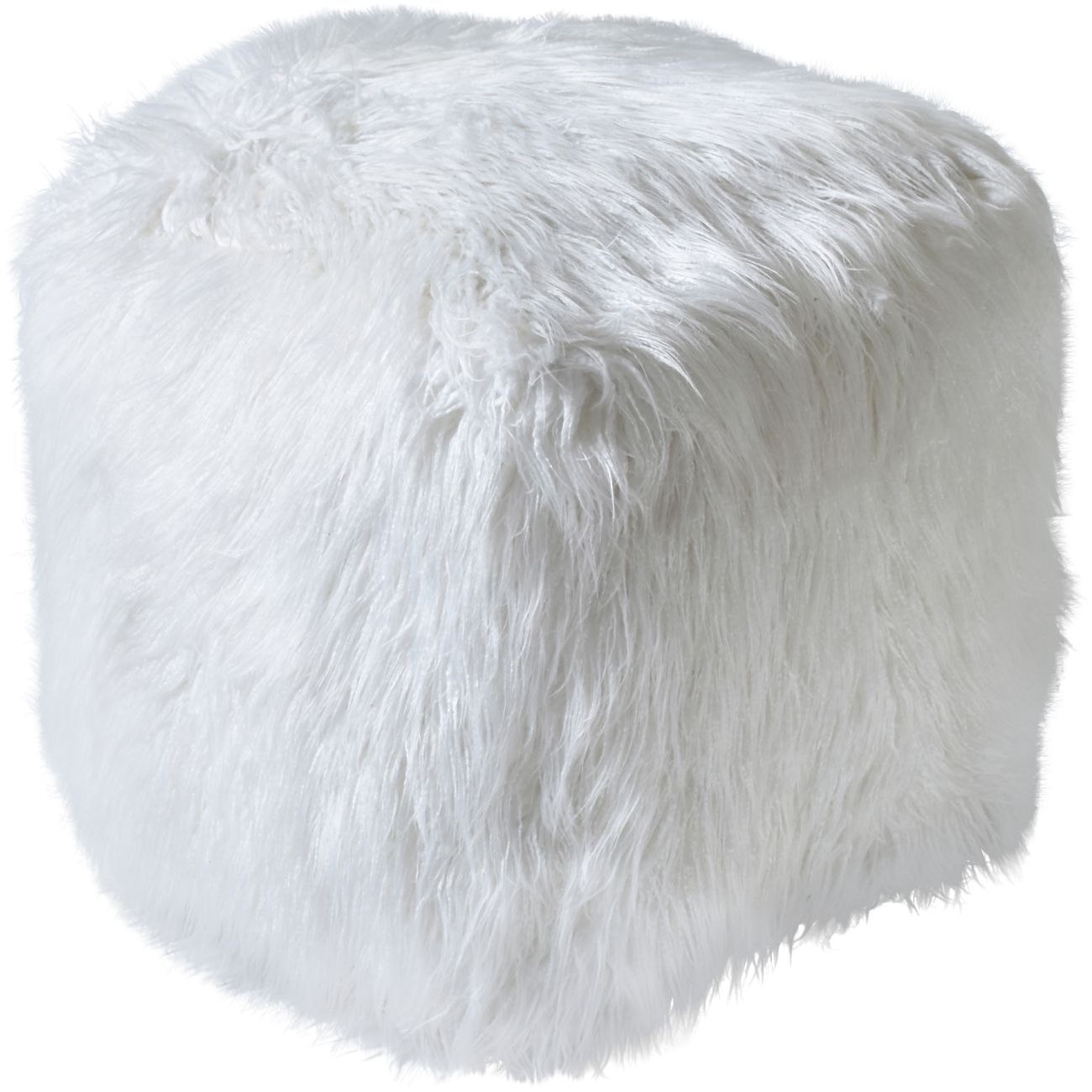 Isaba Hand Made Ivory Faux Leather Pouffe