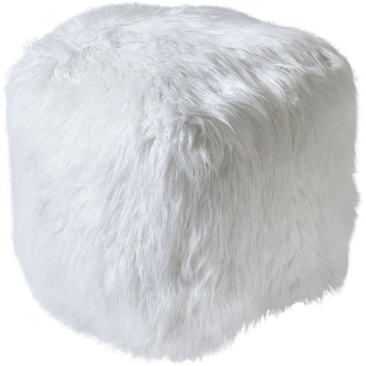 Isaba Hand Made Ivory Faux Leather Pouffe
