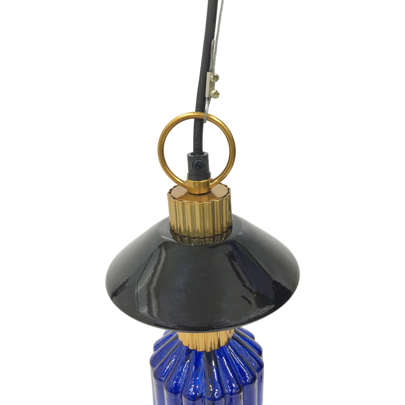 Alena Ink blue and frosted glass pendant