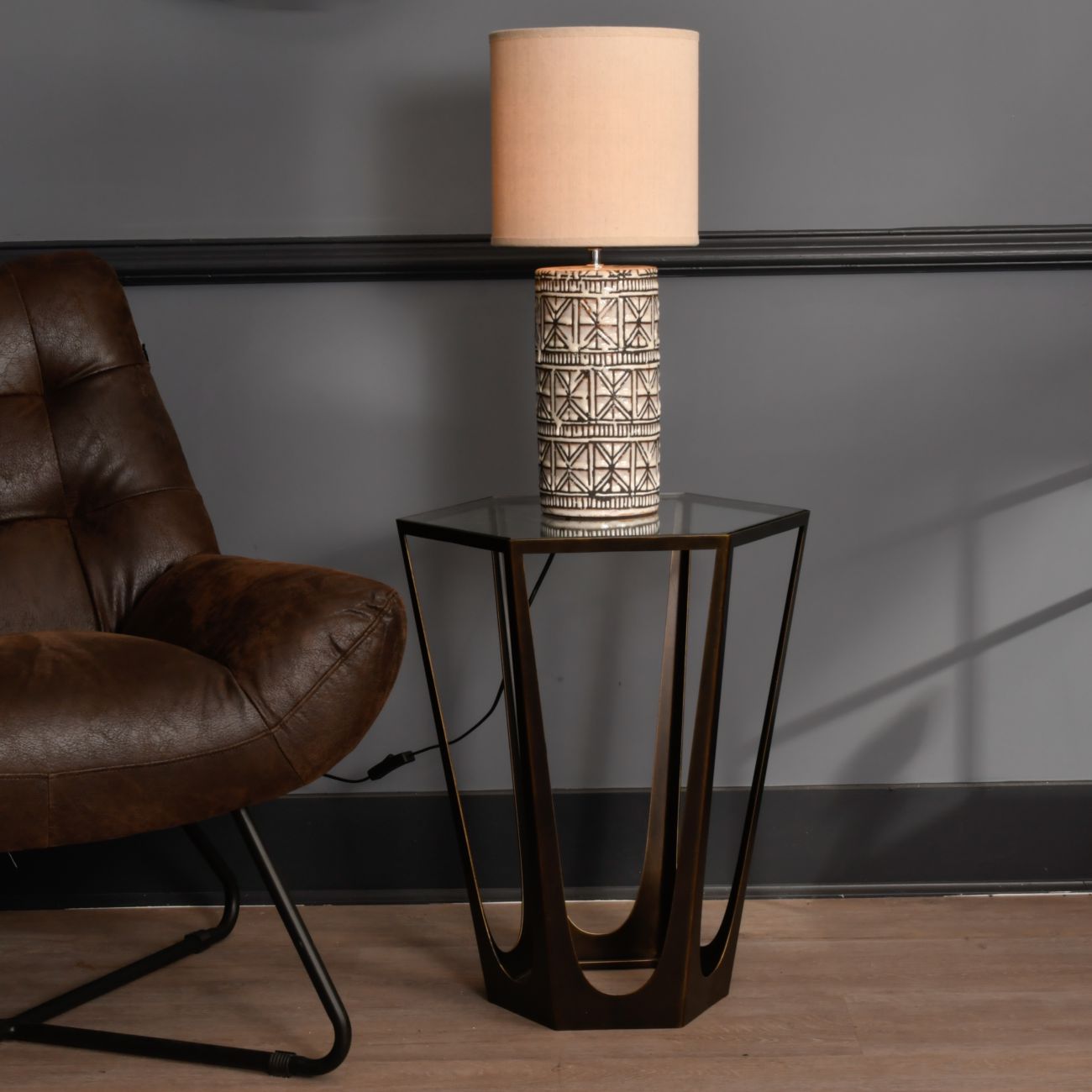 Catalan Bronze Gilded Side Table with Glass Top