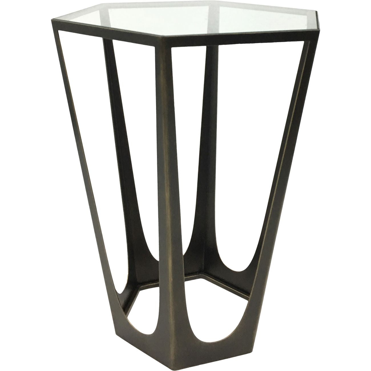 Catalan Bronze Gilded Side Table with Glass Top