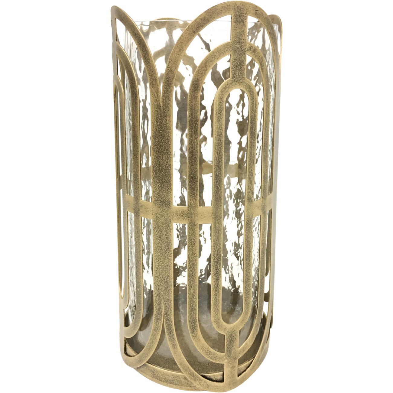 Lalique Gold Metal Hurricane with Glass Insert