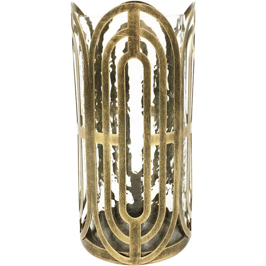 Lalique Gold Metal Hurricane with Glass Insert