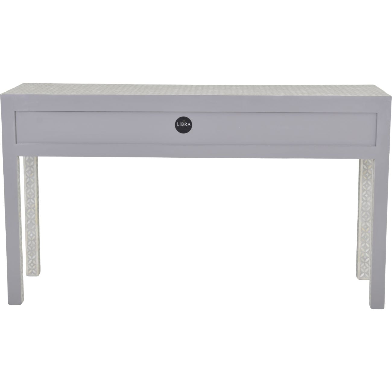 Floreat Bone Inlay Four Drawer Grey Console